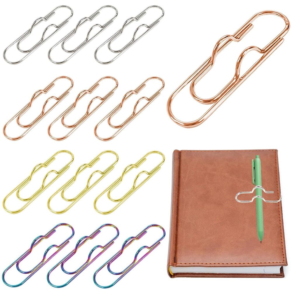 12 Pack Metal Pen Clips, Portable Pen Holders for Notebook Stainless Steel Paper